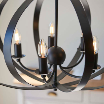 Midnight 5 Light Matte Black Pendant Ceiling Light Large