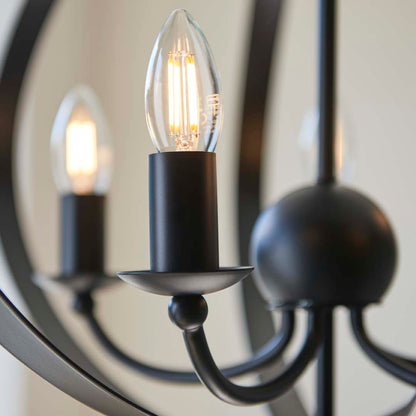Midnight 5 Light Matte Black Pendant Ceiling Light Large