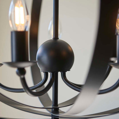 Midnight 5 Light Matte Black Pendant Ceiling Light Large
