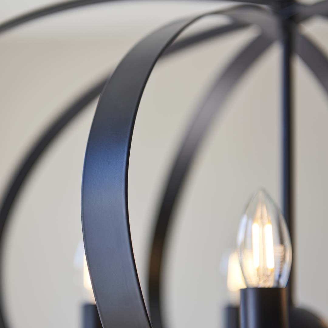 Midnight 5 Light Matte Black Pendant Ceiling Light Large