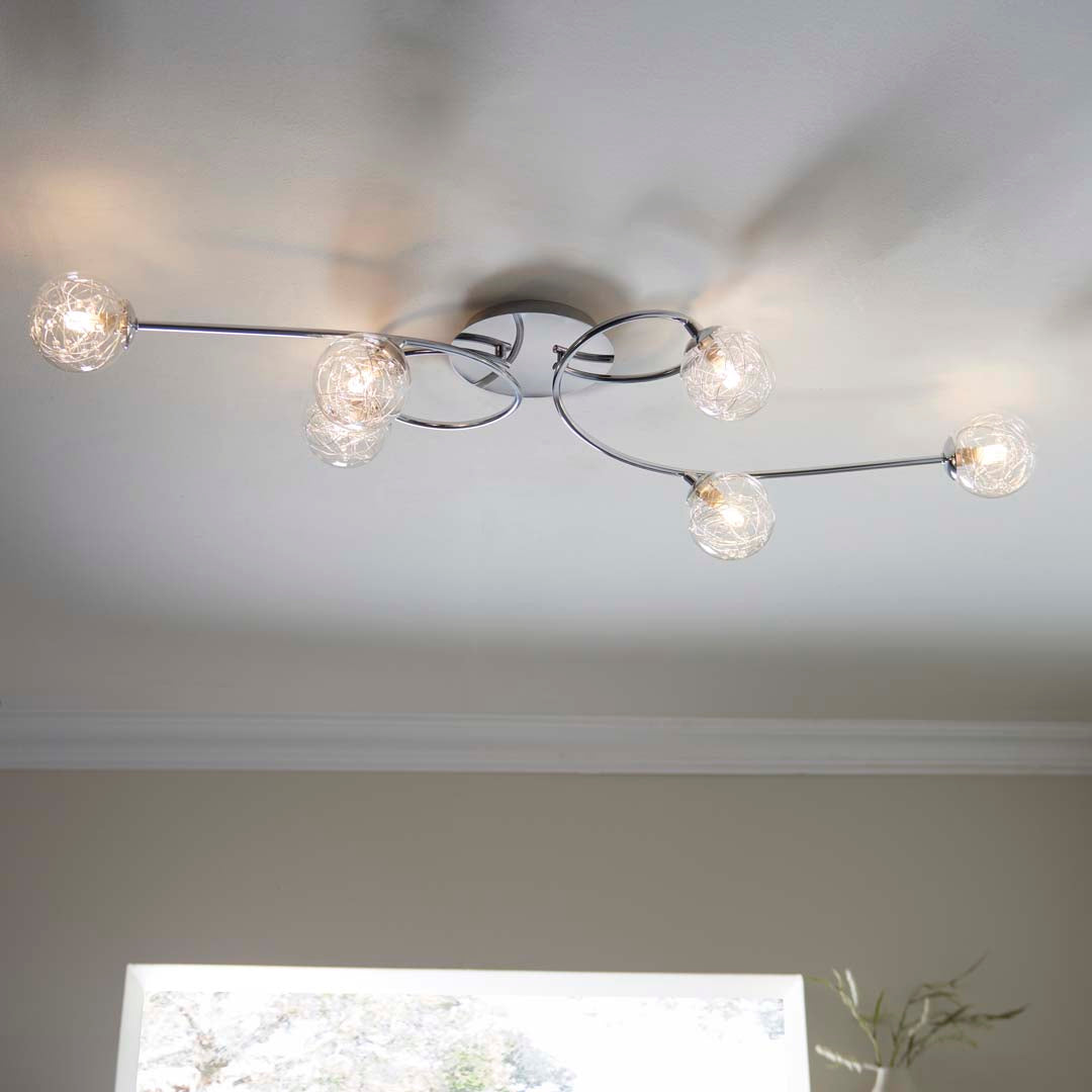 Jaymie 6-Light Chrome Semi-Flush Ceiling Light