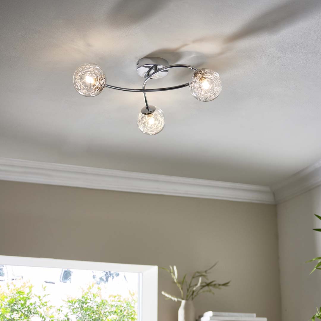 Jaymie 3 Light Chrome Semi-Flush Ceiling Light