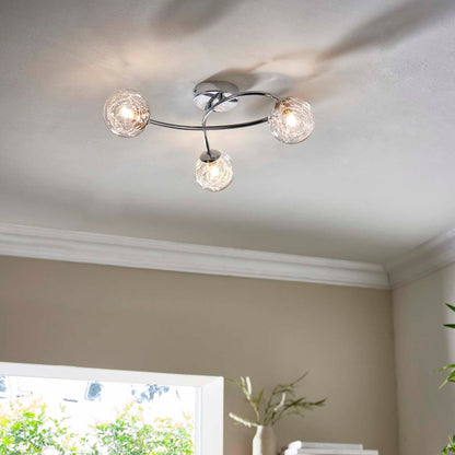 Jaymie 3 Light Chrome Semi-Flush Ceiling Light