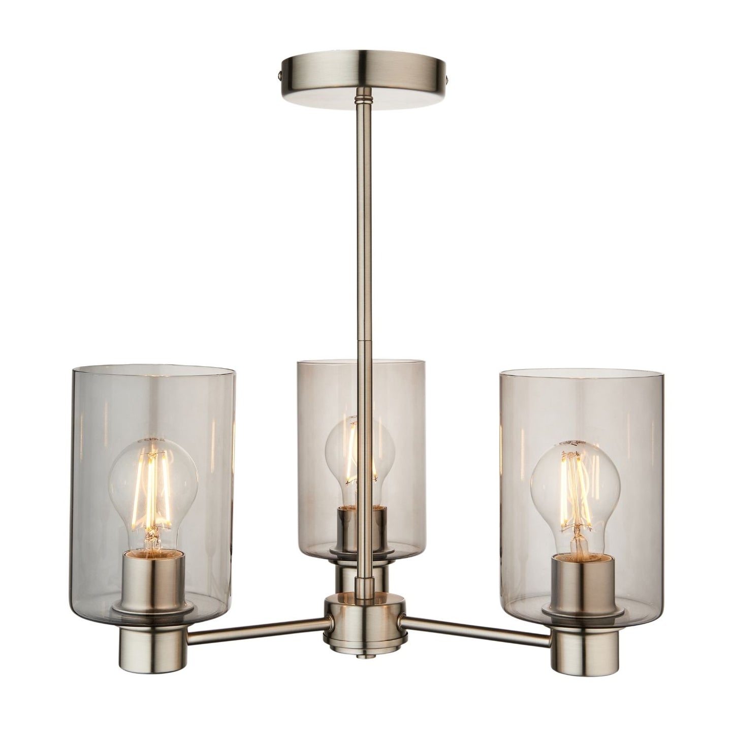 Kingsholm 3 Light Satin Nickel Semi Flush Ceiling Light
