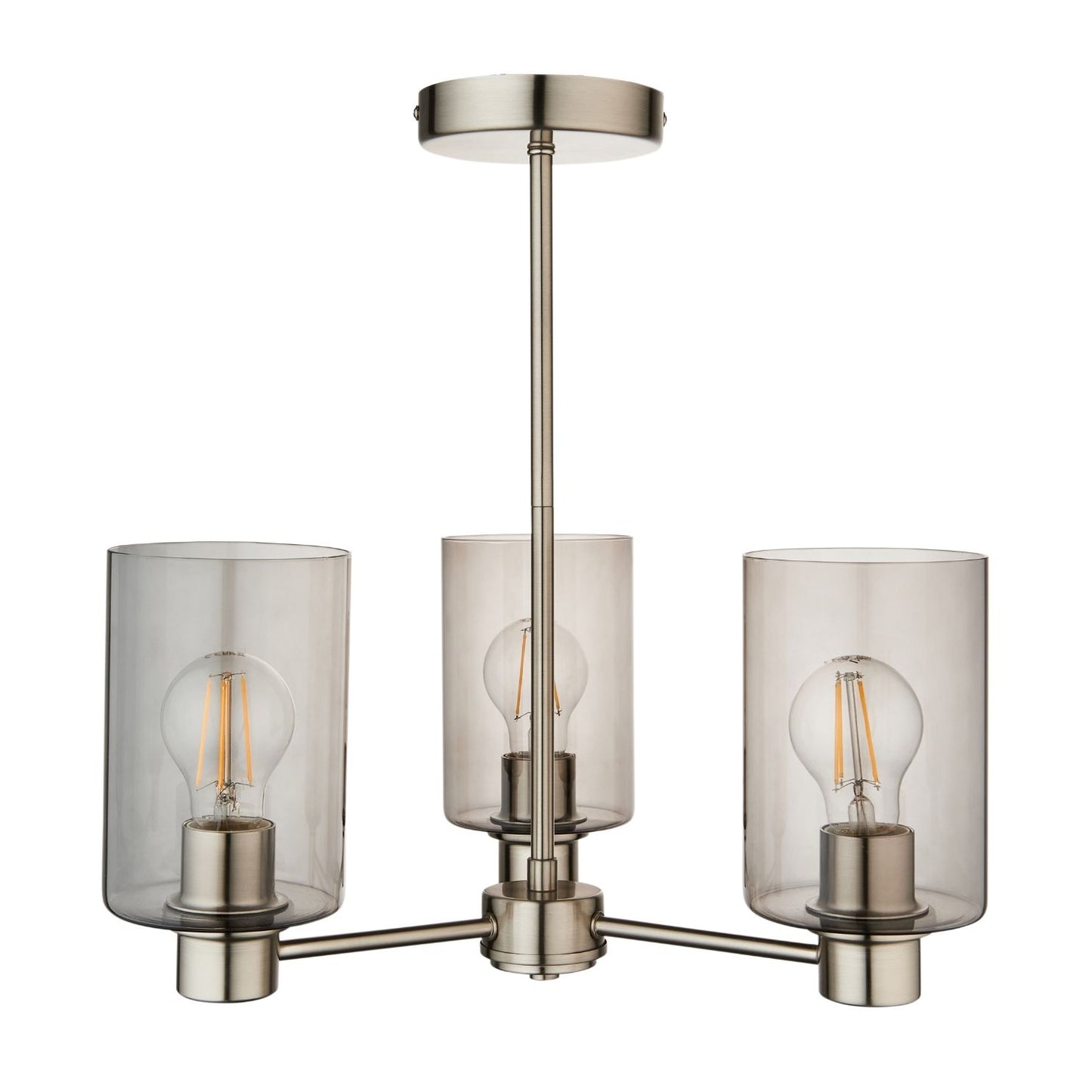 Kingsholm 3 Light Satin Nickel Semi Flush Ceiling Light