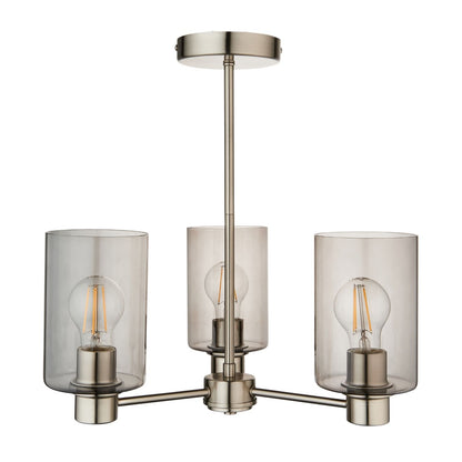 Kingsholm 3 Light Satin Nickel Semi Flush Ceiling Light