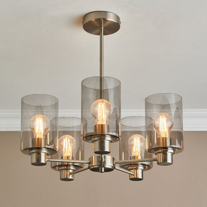 Kingsholm 5 Light Satin Nickel Semi Flush Ceiling Light