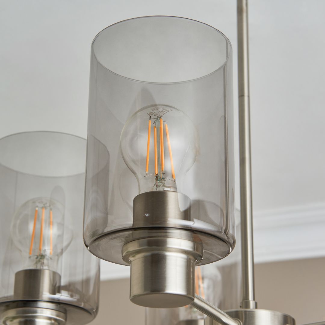 Kingsholm 5 Light Satin Nickel Semi Flush Ceiling Light