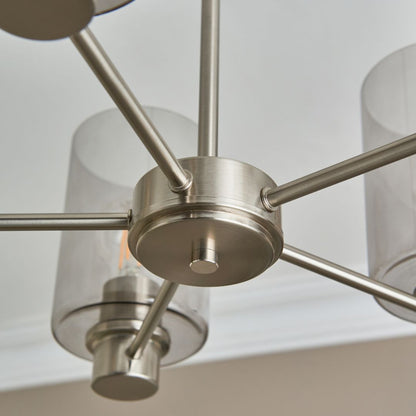Kingsholm 5 Light Satin Nickel Semi Flush Ceiling Light