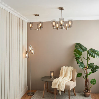 Kingsholm 5 Light Satin Nickel Semi Flush Ceiling Light