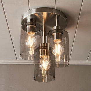 Kingsholm 3 Light Satin Nickel Semi Flush Ceiling Light