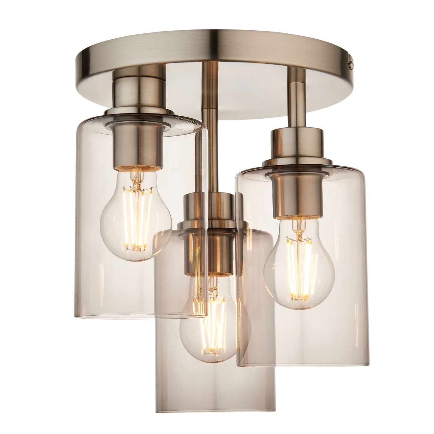 Kingsholm 3 Light Satin Nickel Semi Flush Ceiling Light