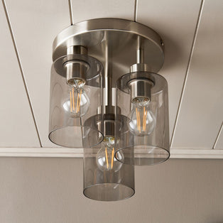 Kingsholm 3 Light Satin Nickel Semi Flush Ceiling Light
