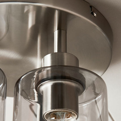Kingsholm 3 Light Satin Nickel Semi Flush Ceiling Light