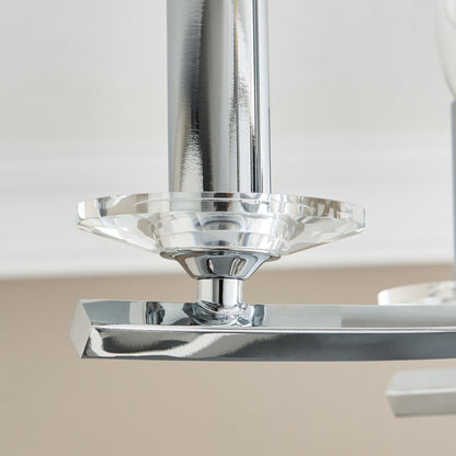 Morden 5 Light Polished Chrome Semi Flush Ceiling Light