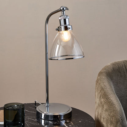 Brunswick Polished Nickel & Glass Desk Table Lamp