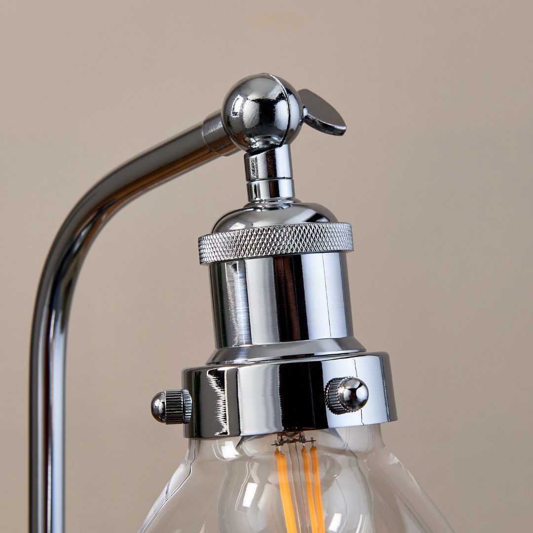 Brunswick Polished Nickel & Glass Desk Table Lamp
