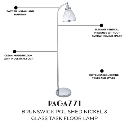 Brunswick Polished Nickel & Glass Task Floor Lamp