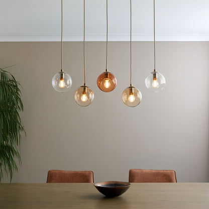 Branco 5 Light Antique Brass Pendant Bar