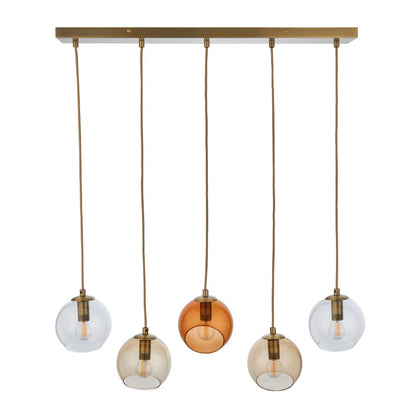 Branco 5 Light Antique Brass Pendant Bar