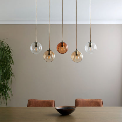 Branco 5 Light Antique Brass Pendant Bar