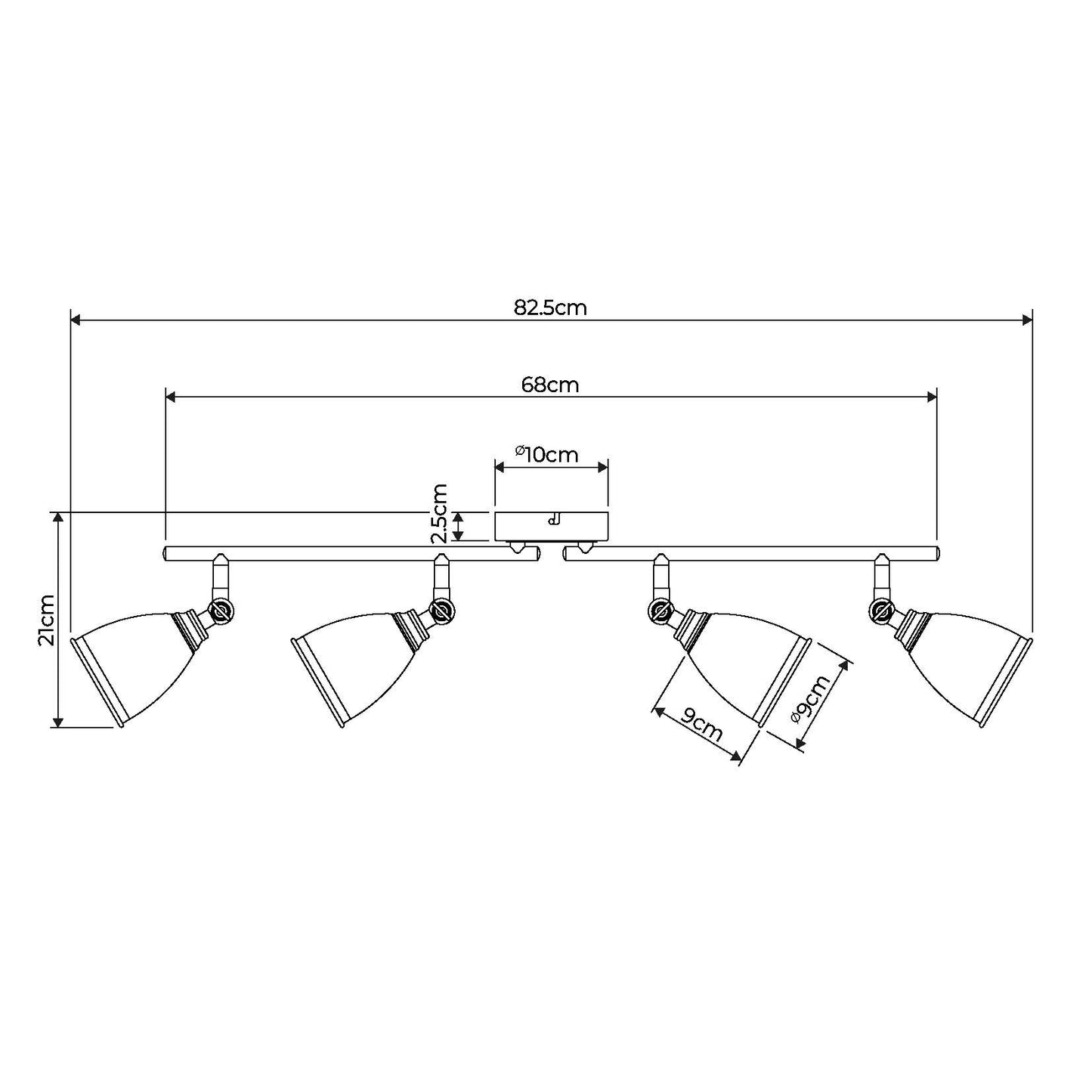 Canford 4-Light Antique Brass Spot Bar
