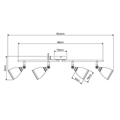 Canford 4-Light Antique Brass Spot Bar