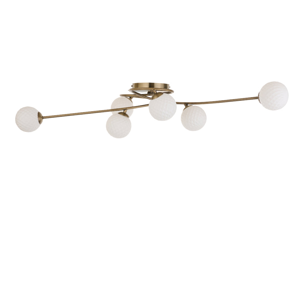 Jaymie 6-Light Antique Brass Semi-Flush Ceiling Light