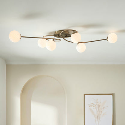 Jaymie 6-Light Antique Brass Semi-Flush Ceiling Light