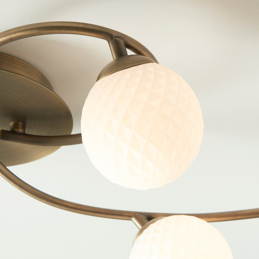 Jaymie 6-Light Antique Brass Semi-Flush Ceiling Light