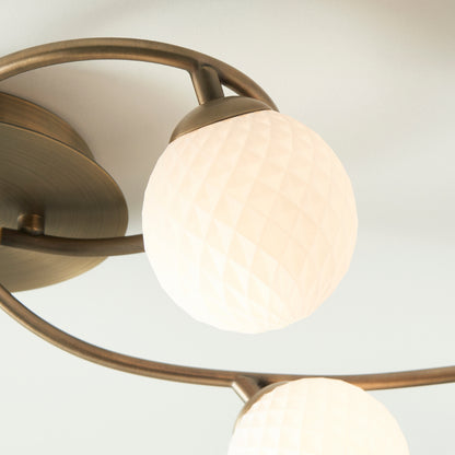 Jaymie 6-Light Antique Brass Semi-Flush Ceiling Light