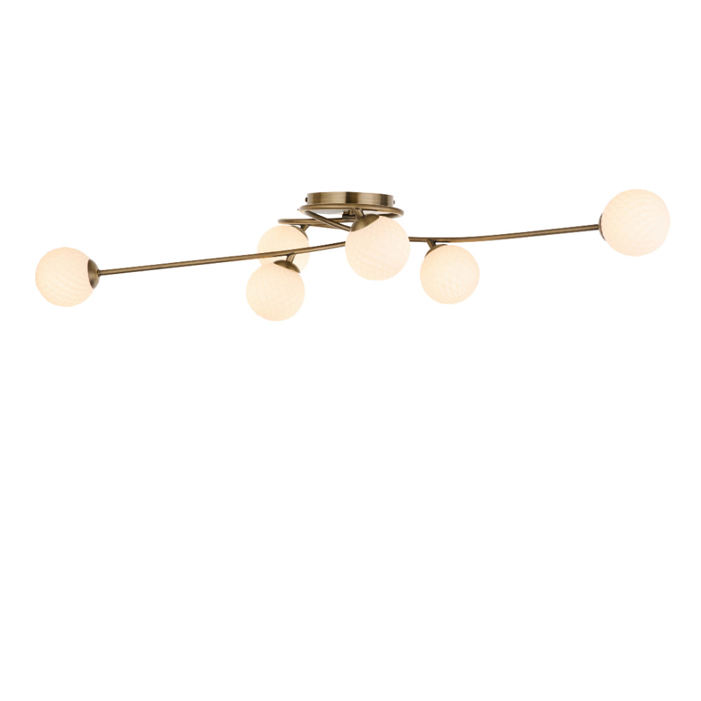 Jaymie 6-Light Antique Brass Semi-Flush Ceiling Light