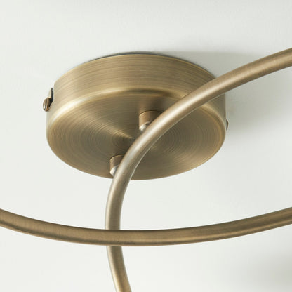 Jaymie 3-Light Antique Brass Semi-Flush Ceiling Light