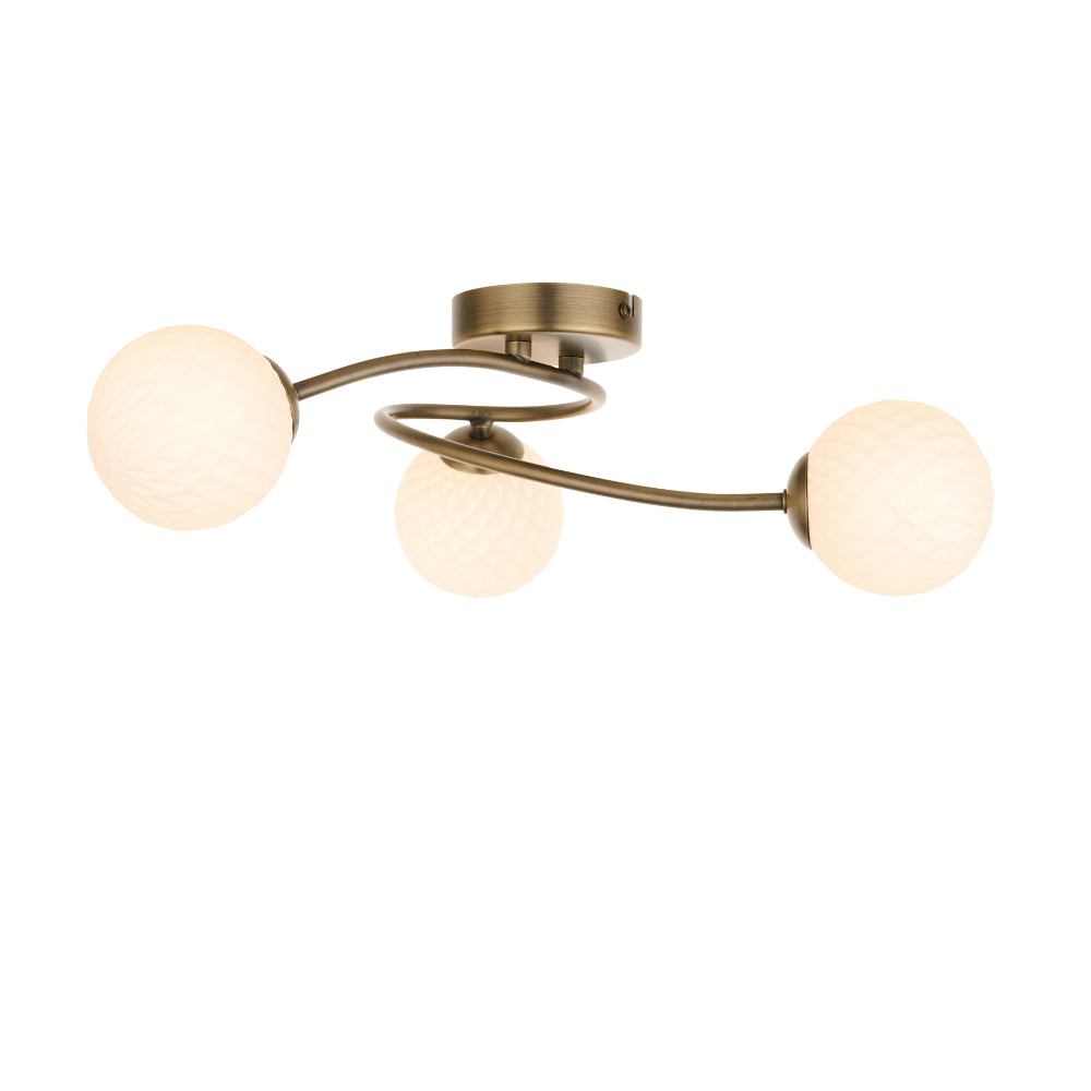Jaymie 3-Light Antique Brass Semi-Flush Ceiling Light