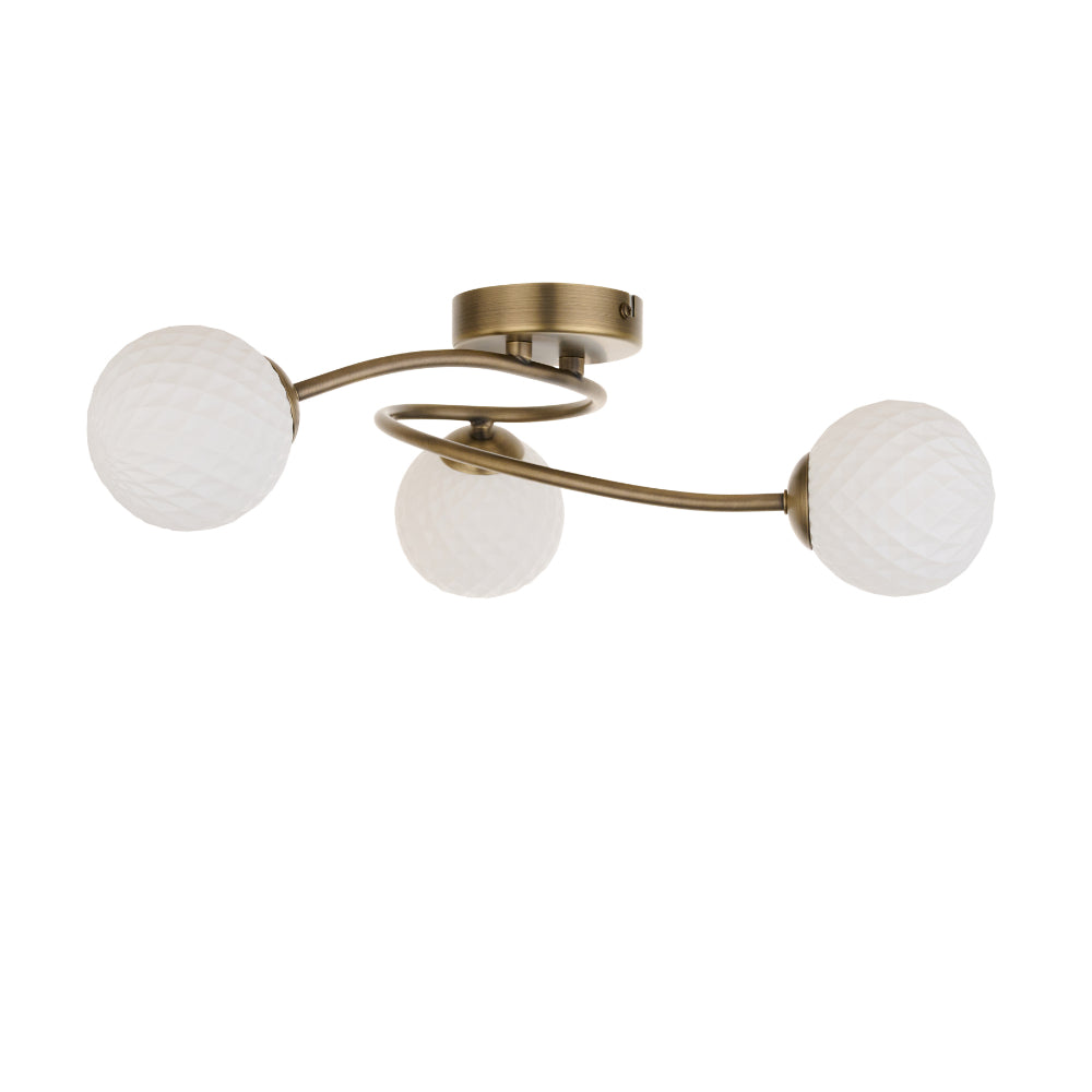 Jaymie 3-Light Antique Brass Semi-Flush Ceiling Light