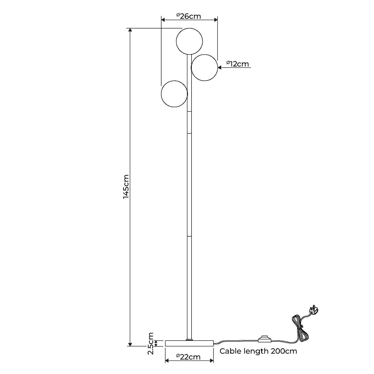 Tamara 3-Light Antique Brass Floor Lamp