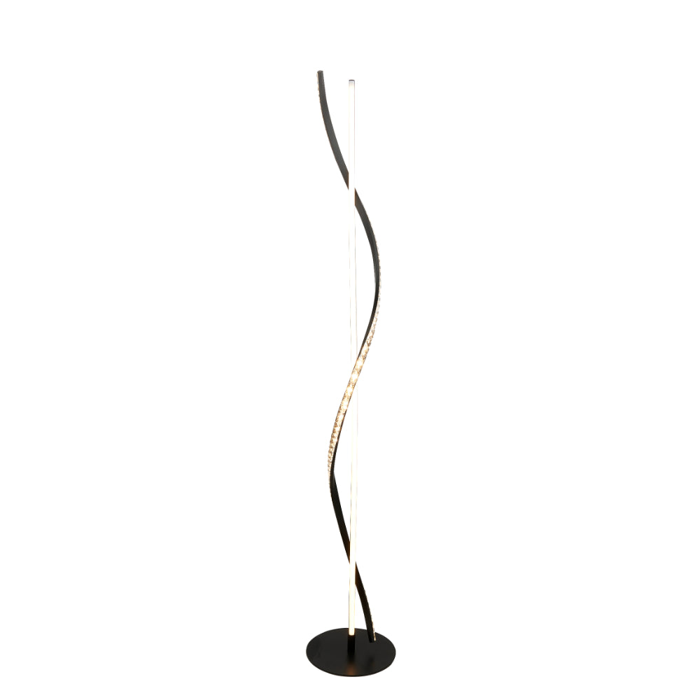 Hyde Matte Black And Crystal LED Floor Lamp