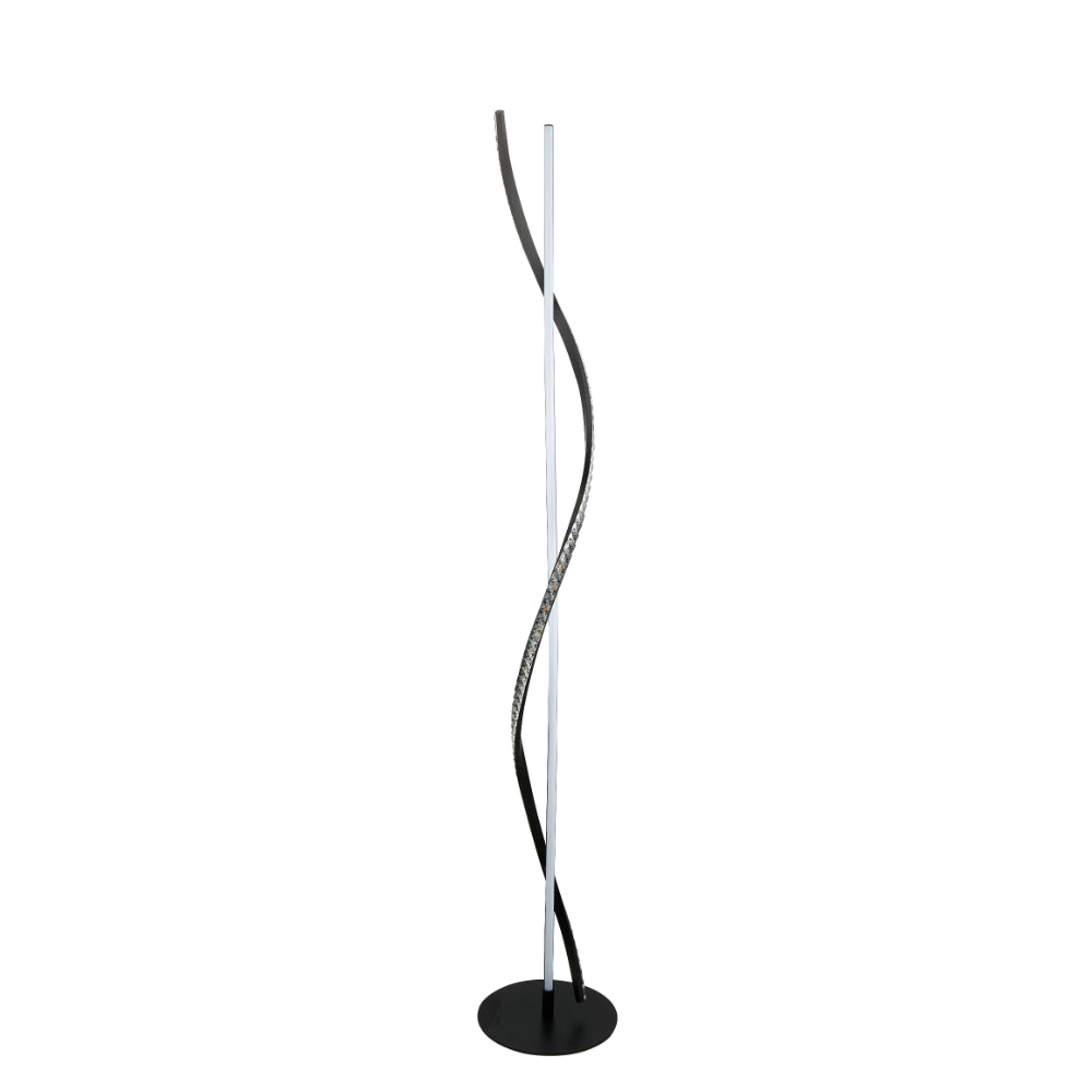 Hyde Matte Black And Crystal LED Floor Lamp