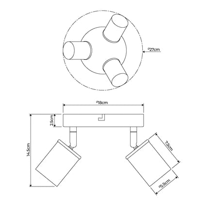 Talbot Brushed Nickel 3-Spot Plate