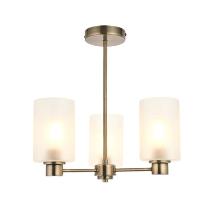 Kingsholm 3-Light Antique Brass Semi-Flush Ceiling Light