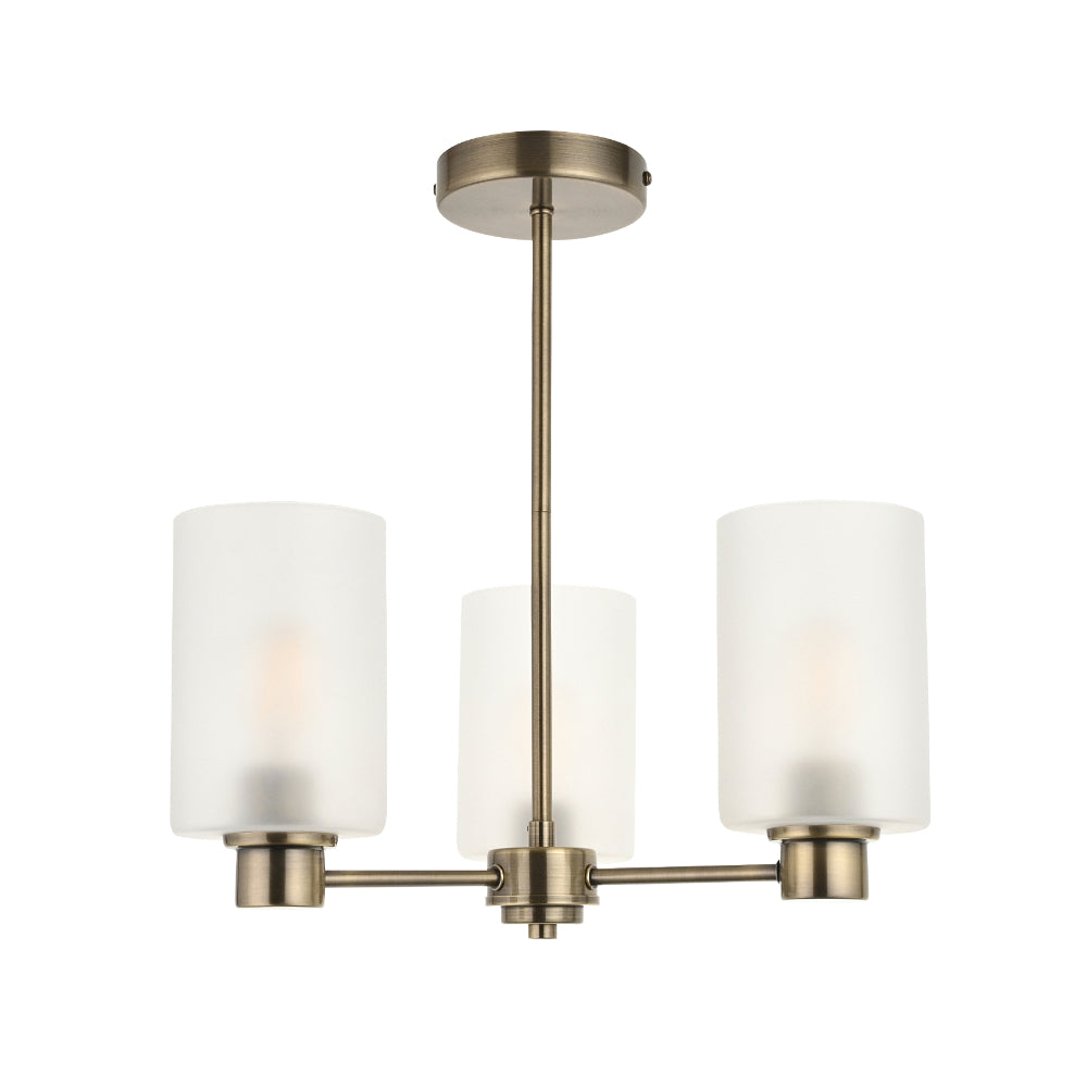 Kingsholm 3-Light Antique Brass Semi-Flush Ceiling Light