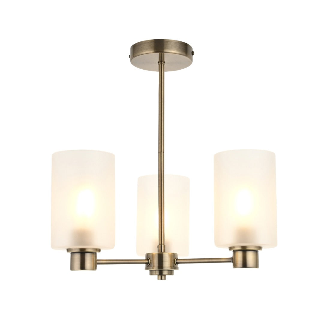 Kingsholm 3-Light Antique Brass Semi-Flush Ceiling Light