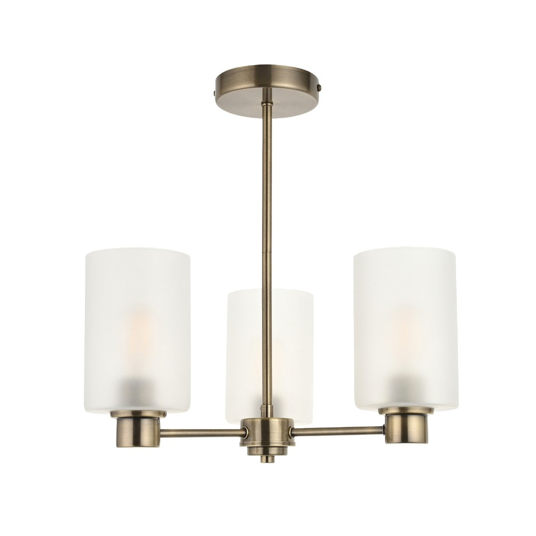 Kingsholm 3-Light Antique Brass Semi-Flush Ceiling Light