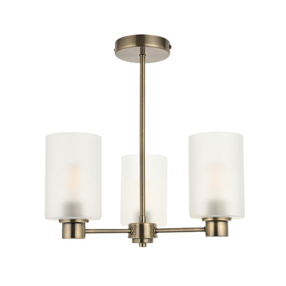 Kingsholm 3-Light Antique Brass Semi-Flush Ceiling Light