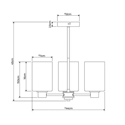 Kingsholm 3-Light Antique Brass Semi-Flush Ceiling Light