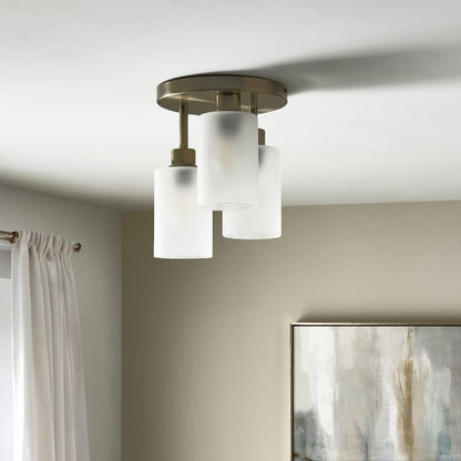 Kingsholm 3-Light Antique Brass Semi-Flush Plate