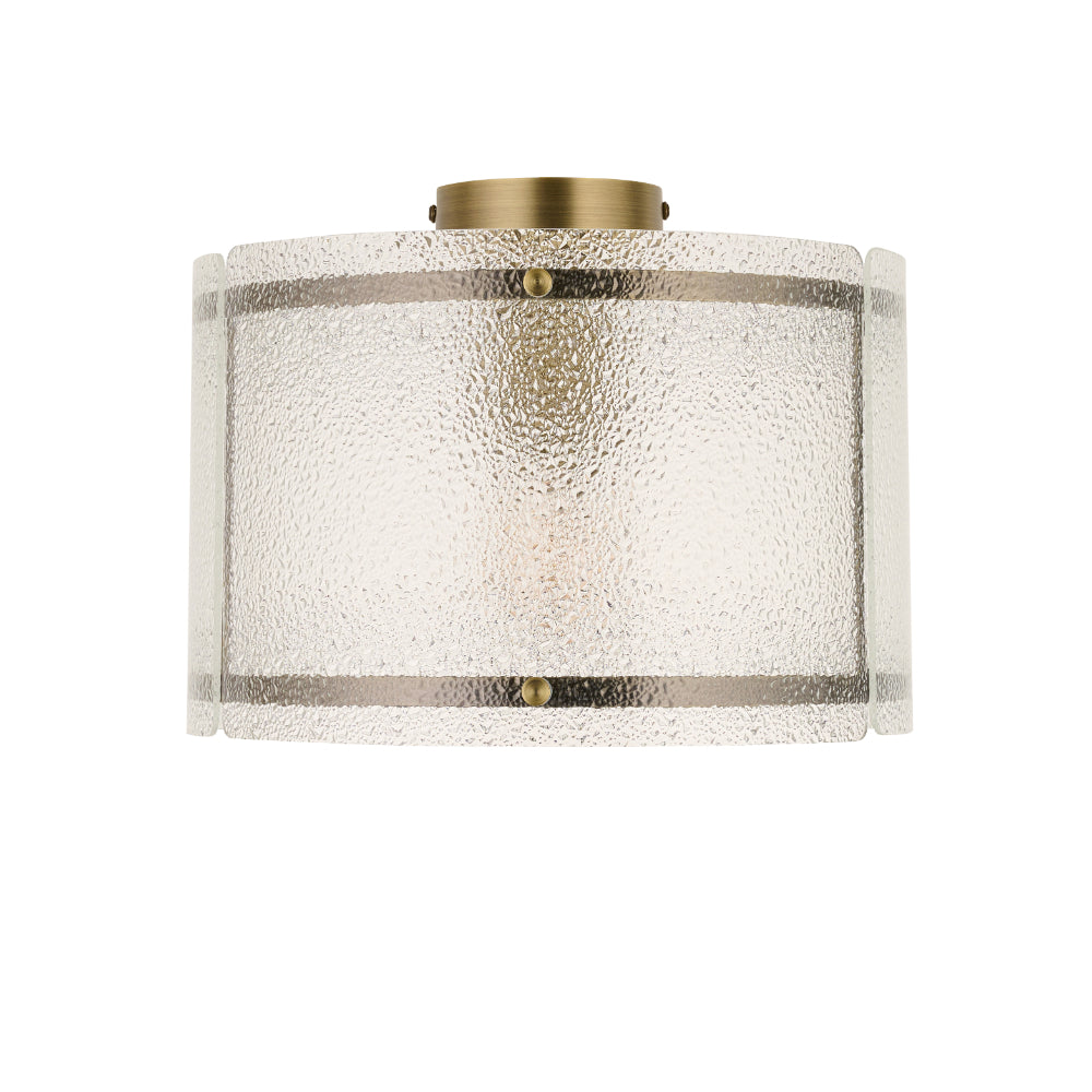 Traynor Clear And Antique Brass Flush Ceiling Light