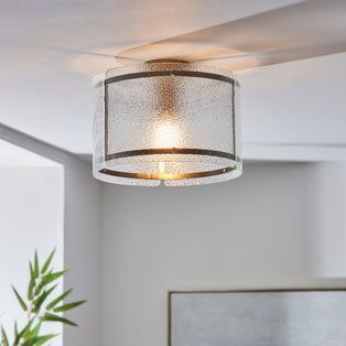 Traynor Clear And Antique Brass Flush Ceiling Light