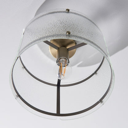 Traynor Clear And Antique Brass Flush Ceiling Light