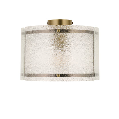 Traynor Clear And Antique Brass Flush Ceiling Light